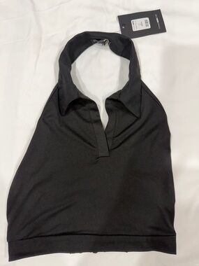 Fashion Nova Black Halter Collar Crop Top